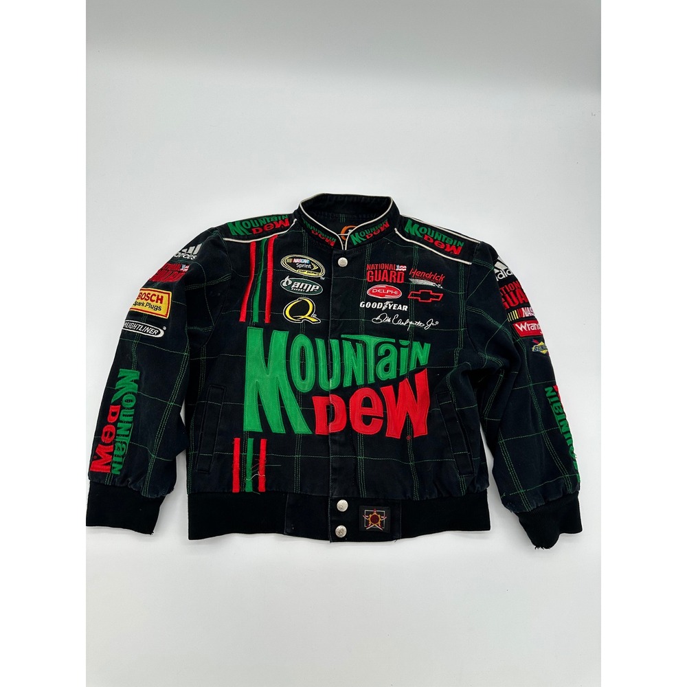 JR Nation NASCAR Racing Jacket Boys Mountain Dew Dale Earnhardt Jr Black M 7-8